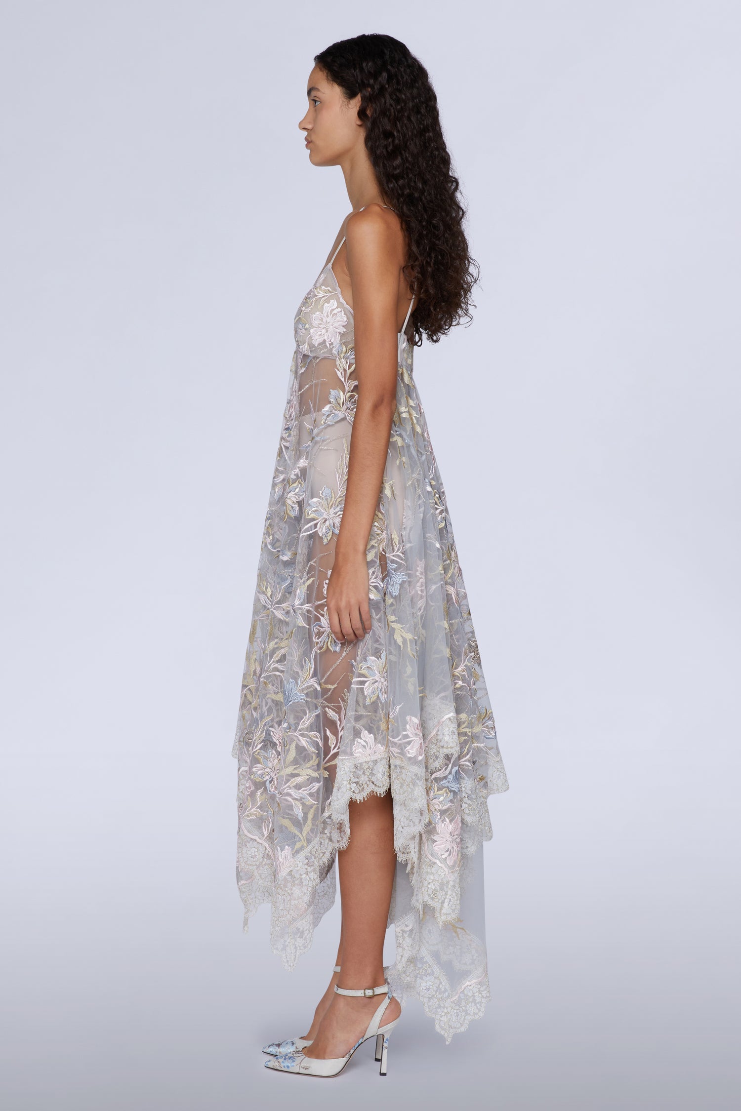 Asymmetrical Lace Midi Dress