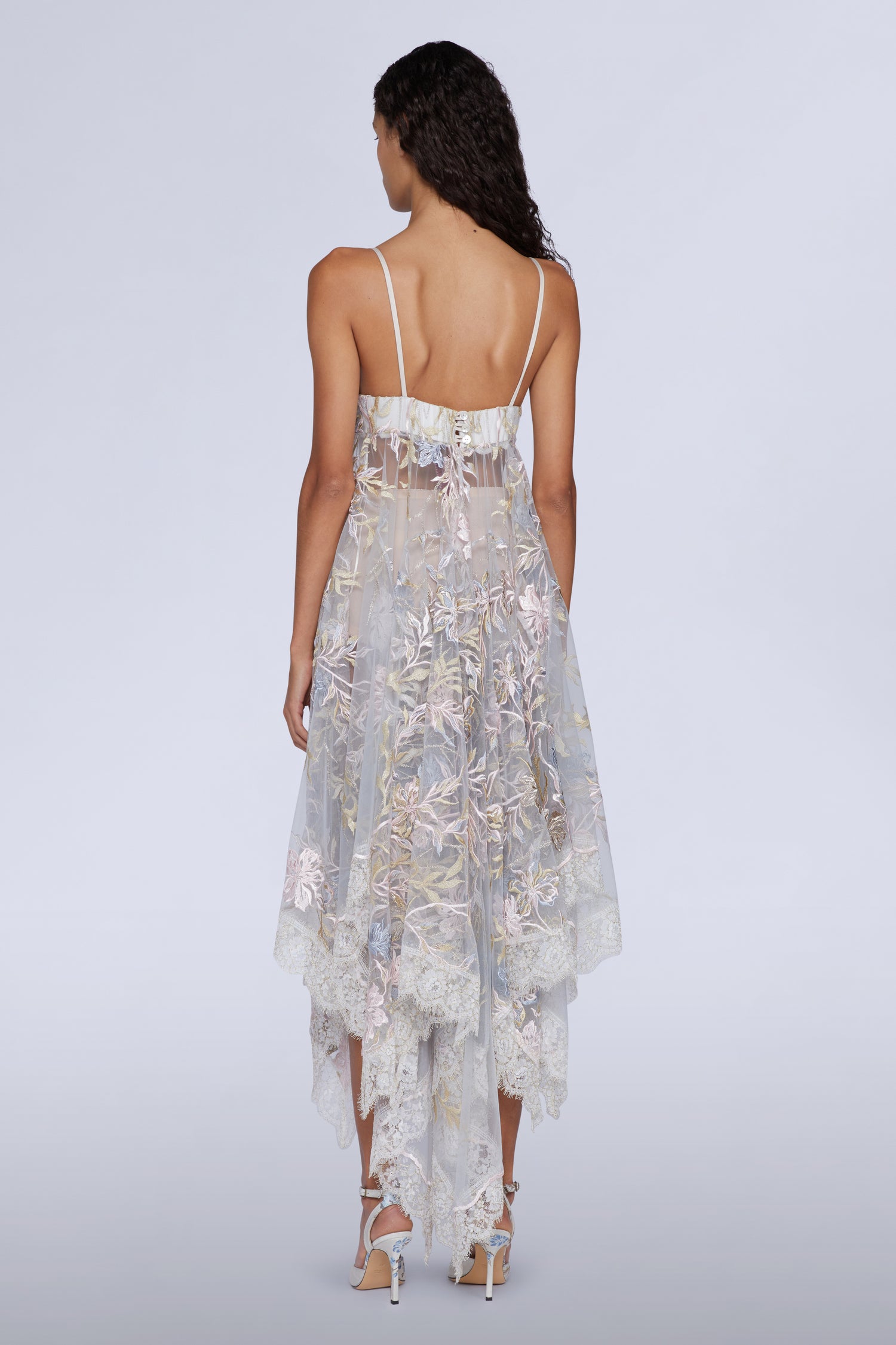 Asymmetrical Lace Midi Dress