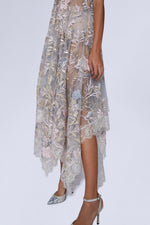 Asymmetrical Lace Midi Dress