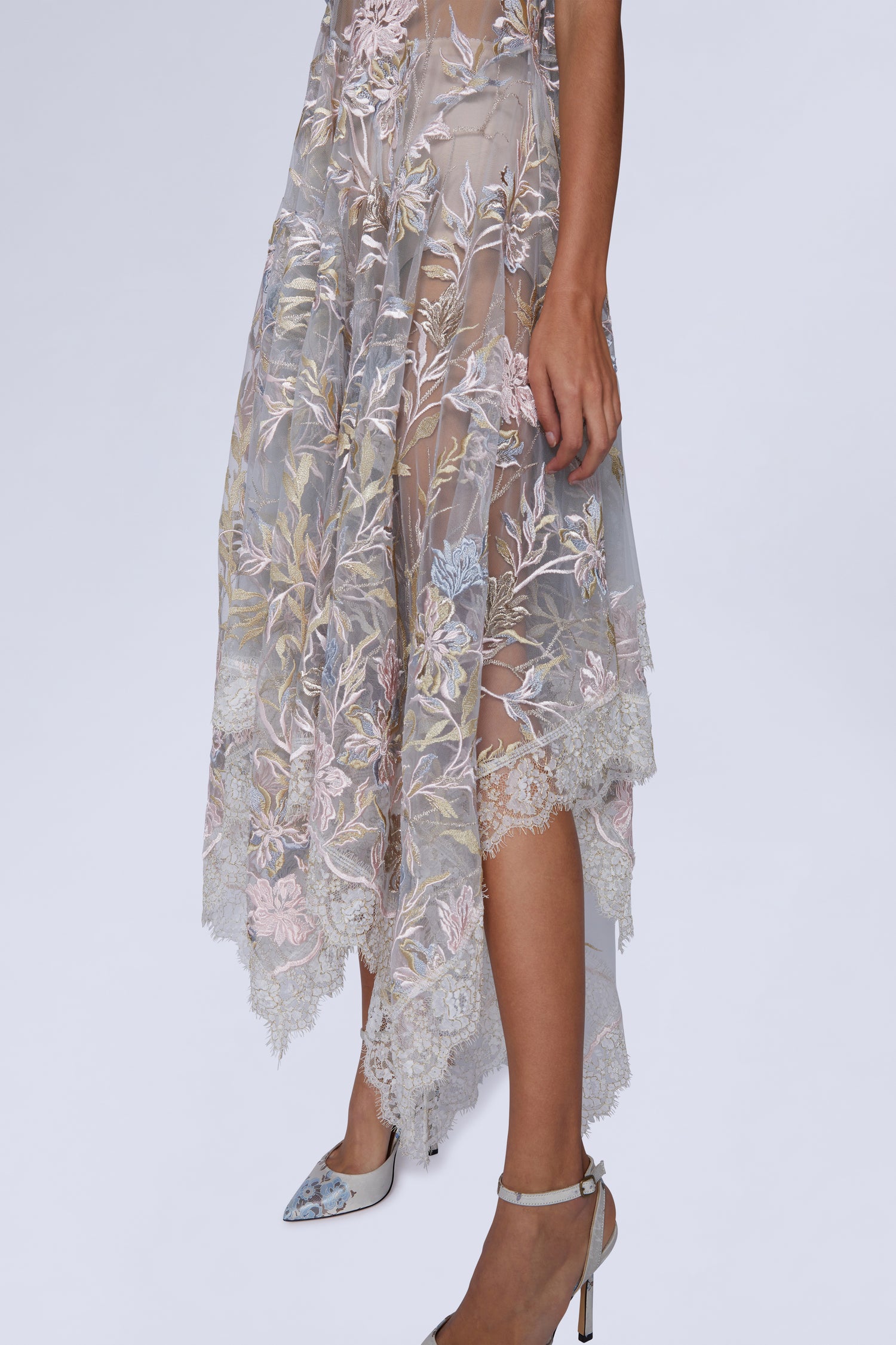 Asymmetrical Lace Midi Dress