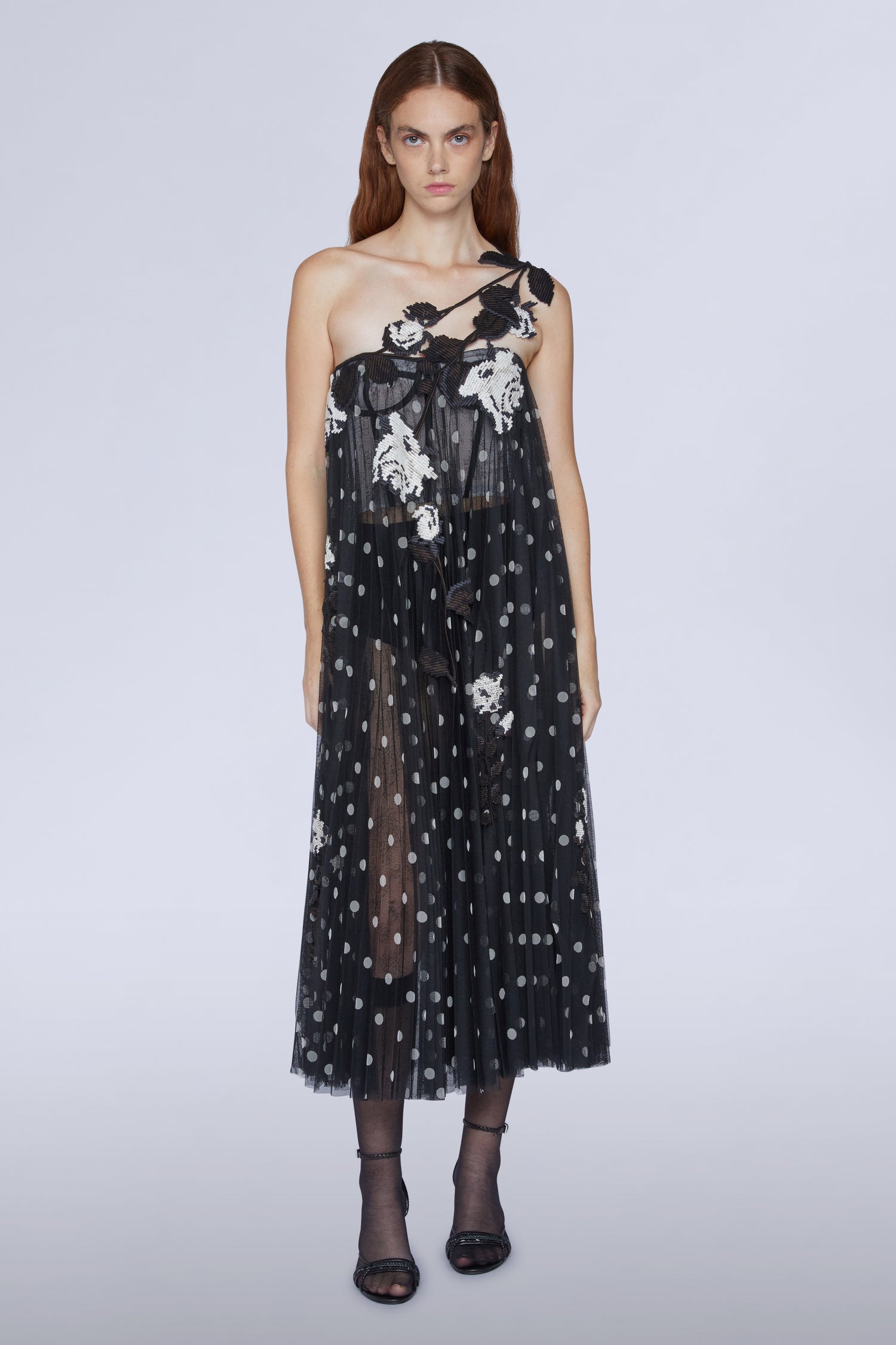 Midi Lace Dress with Embroidery