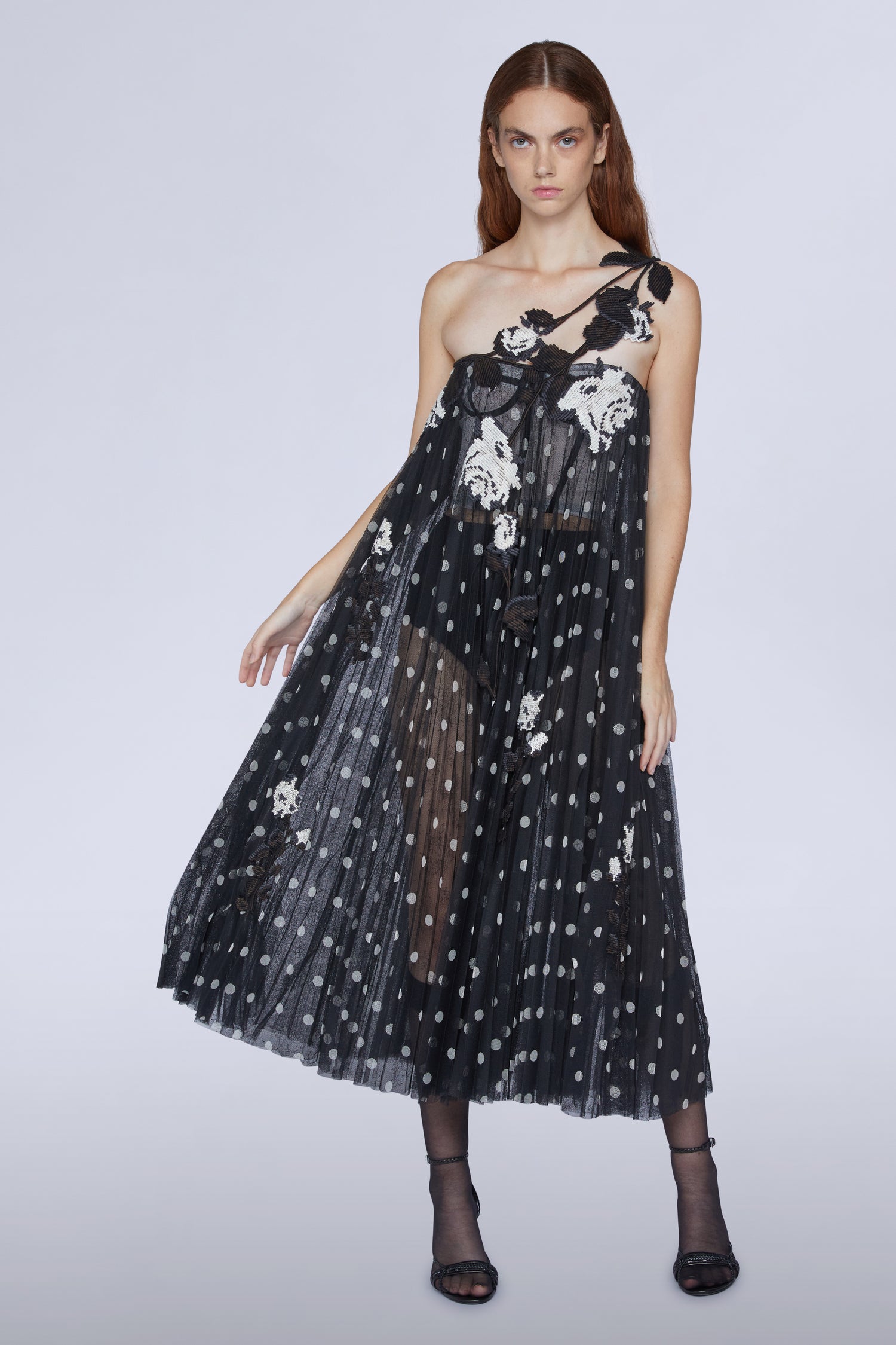 Midi Lace Dress with Embroidery