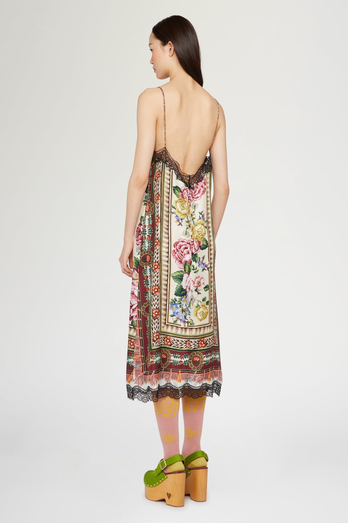 Midi Silk Dress Folk Ballad