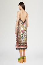 Midi Silk Dress Folk Ballad