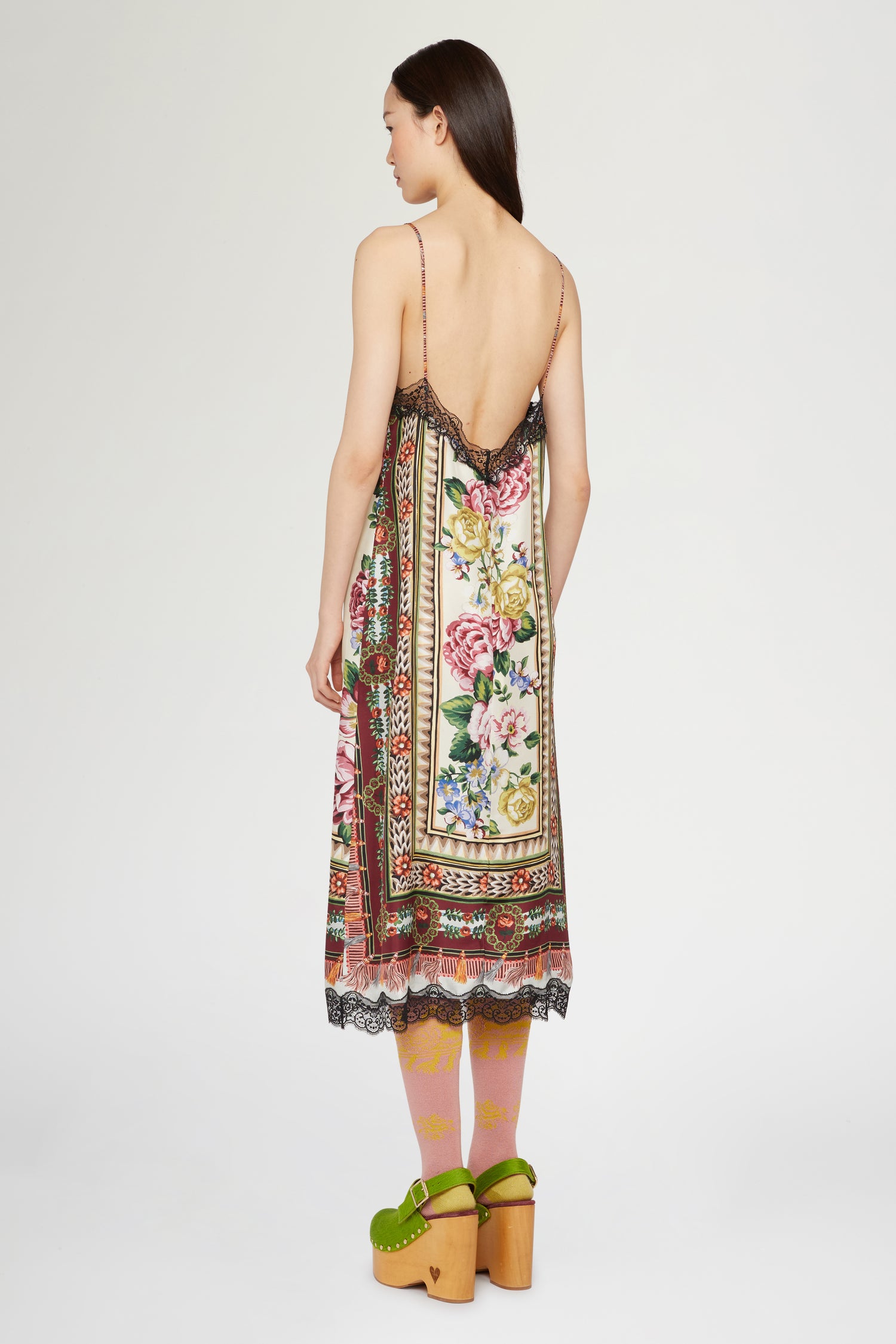 Midi Silk Dress Folk Ballad