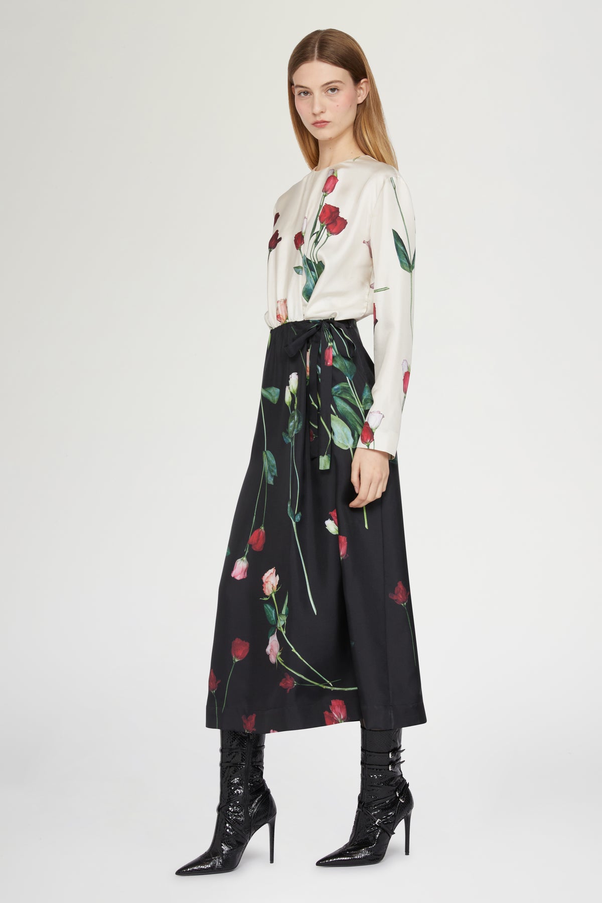 Draped Midi Silk Dress