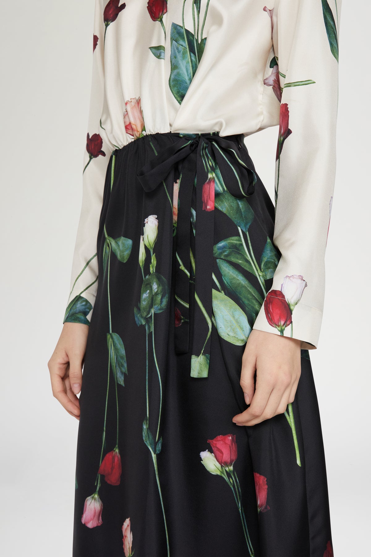 Draped Midi Silk Dress