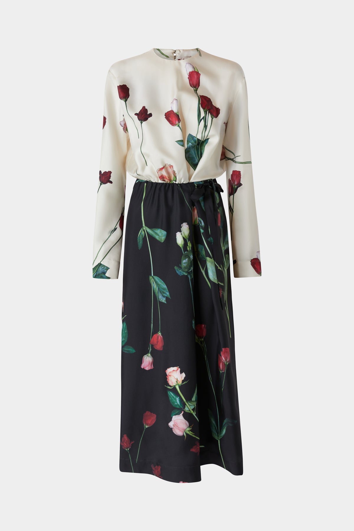 Draped Midi Silk Dress