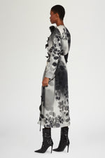 Silk Midi Dress with Waist Tie