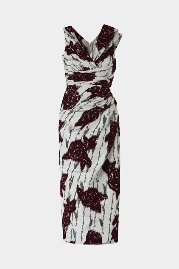 Midi Dress with Flocked Roses