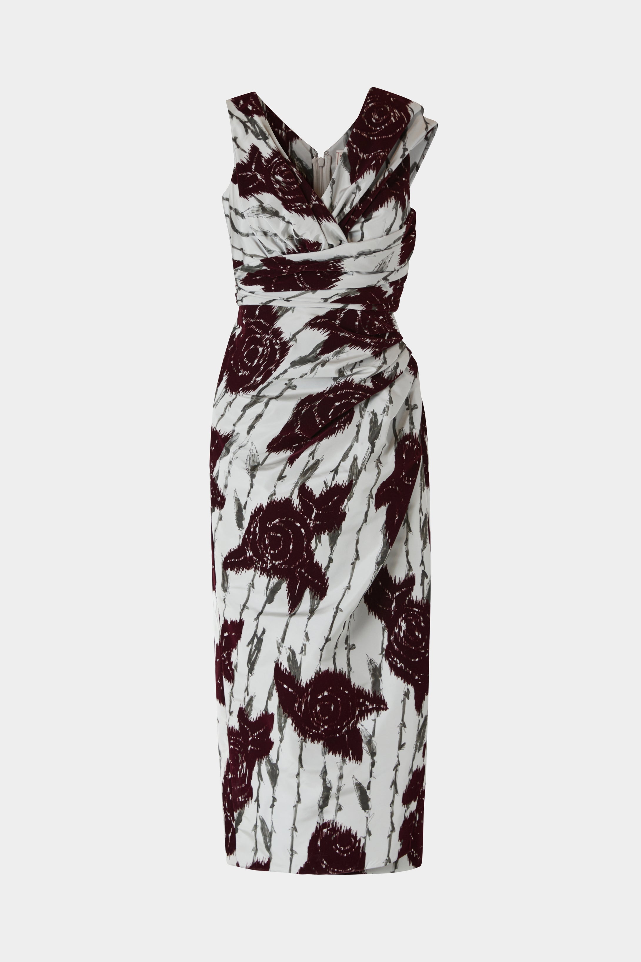 Midi Dress with Flocked Roses