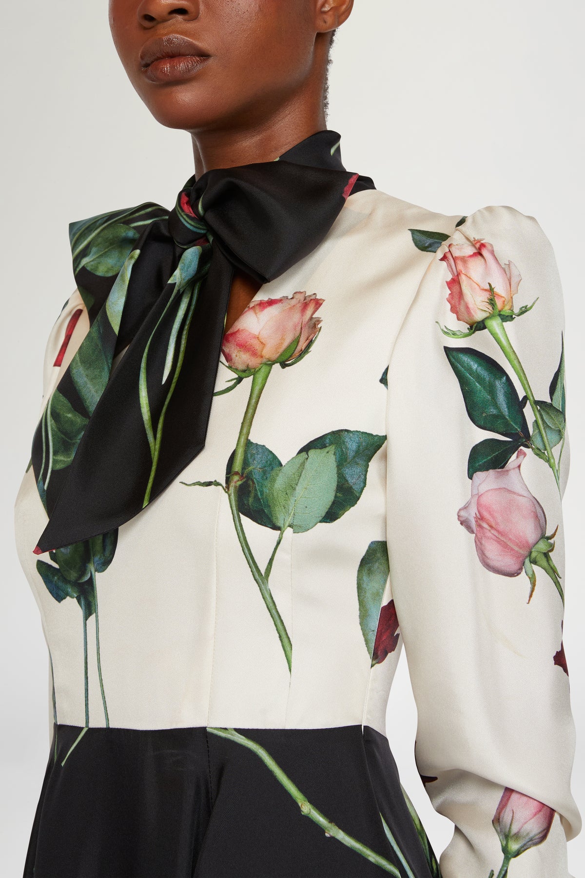 Midi Silk Dress with Foulard