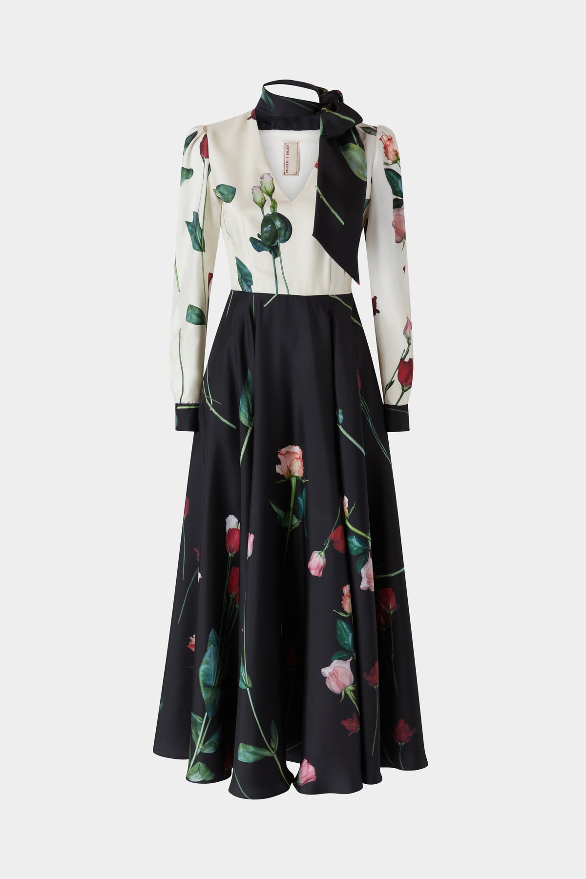 Midi Silk Dress with Foulard