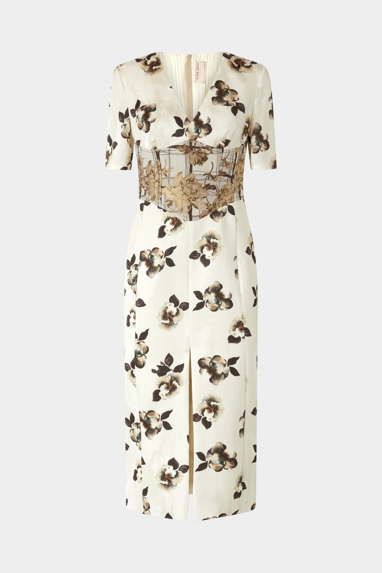Midi Sheath Dress in Moiré Damask