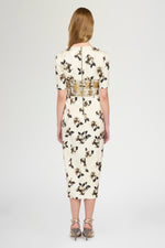 Midi Sheath Dress in Moiré Damask