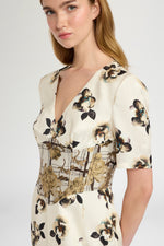 Midi Sheath Dress in Moiré Damask