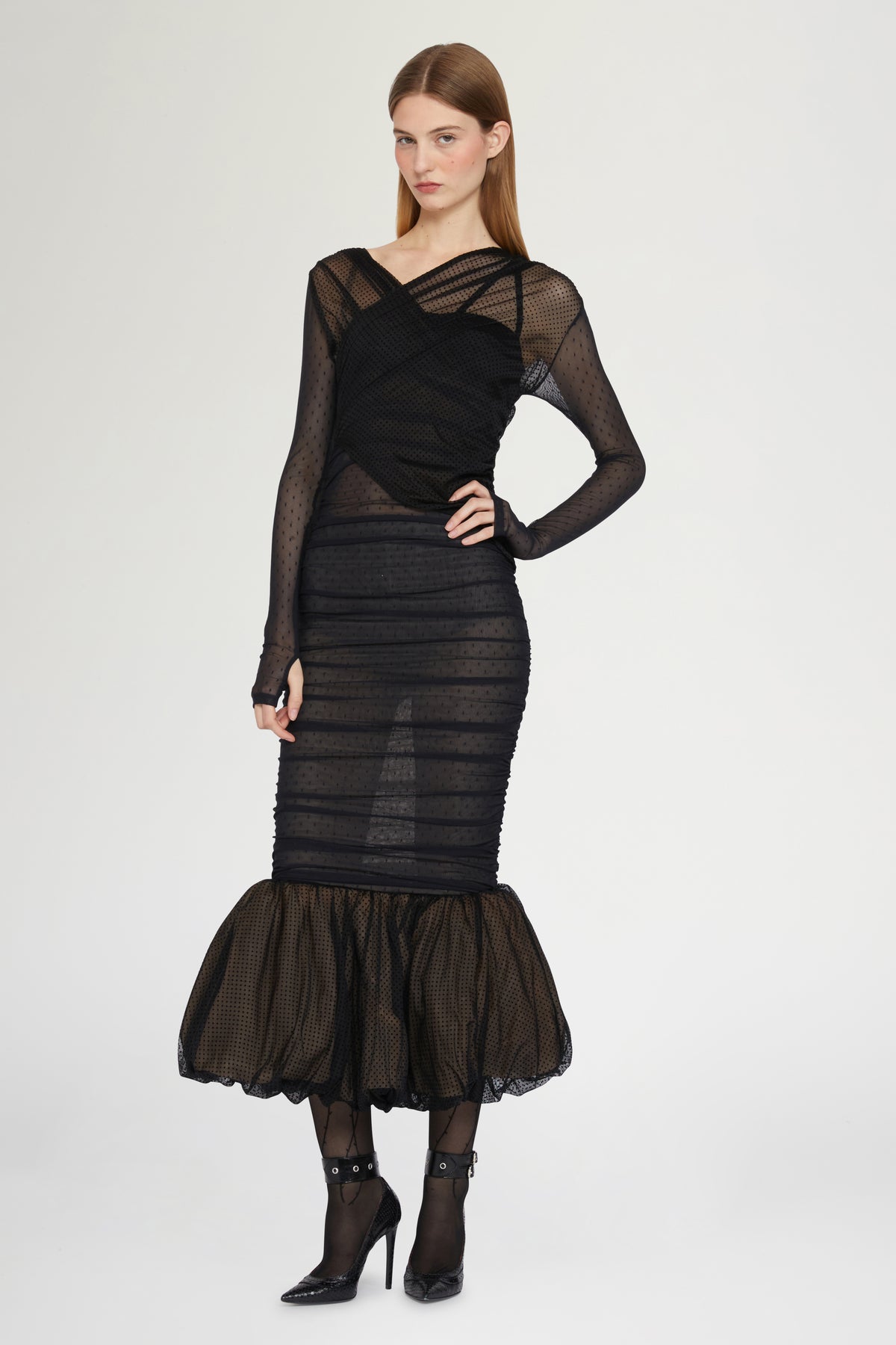 Black Tulle Mermaid Midi Dress