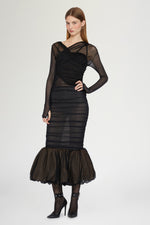 Black Tulle Mermaid Midi Dress