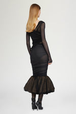 Black Tulle Mermaid Midi Dress