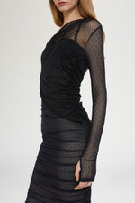 Black Tulle Mermaid Midi Dress