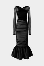 Black Tulle Mermaid Midi Dress