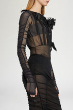 Abito Tubino Midi in Tulle Nero