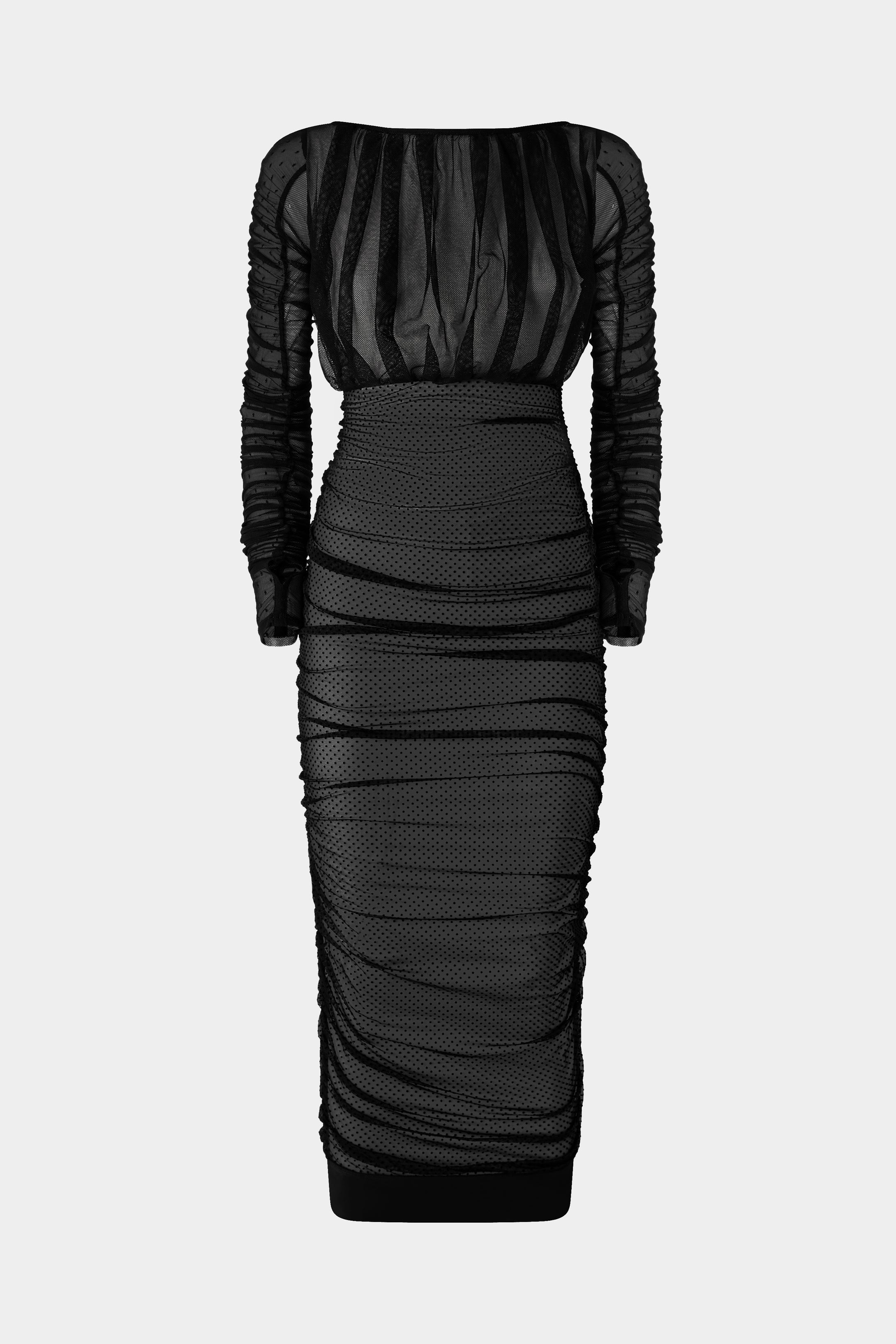 Black Tulle Sheath Midi Dress