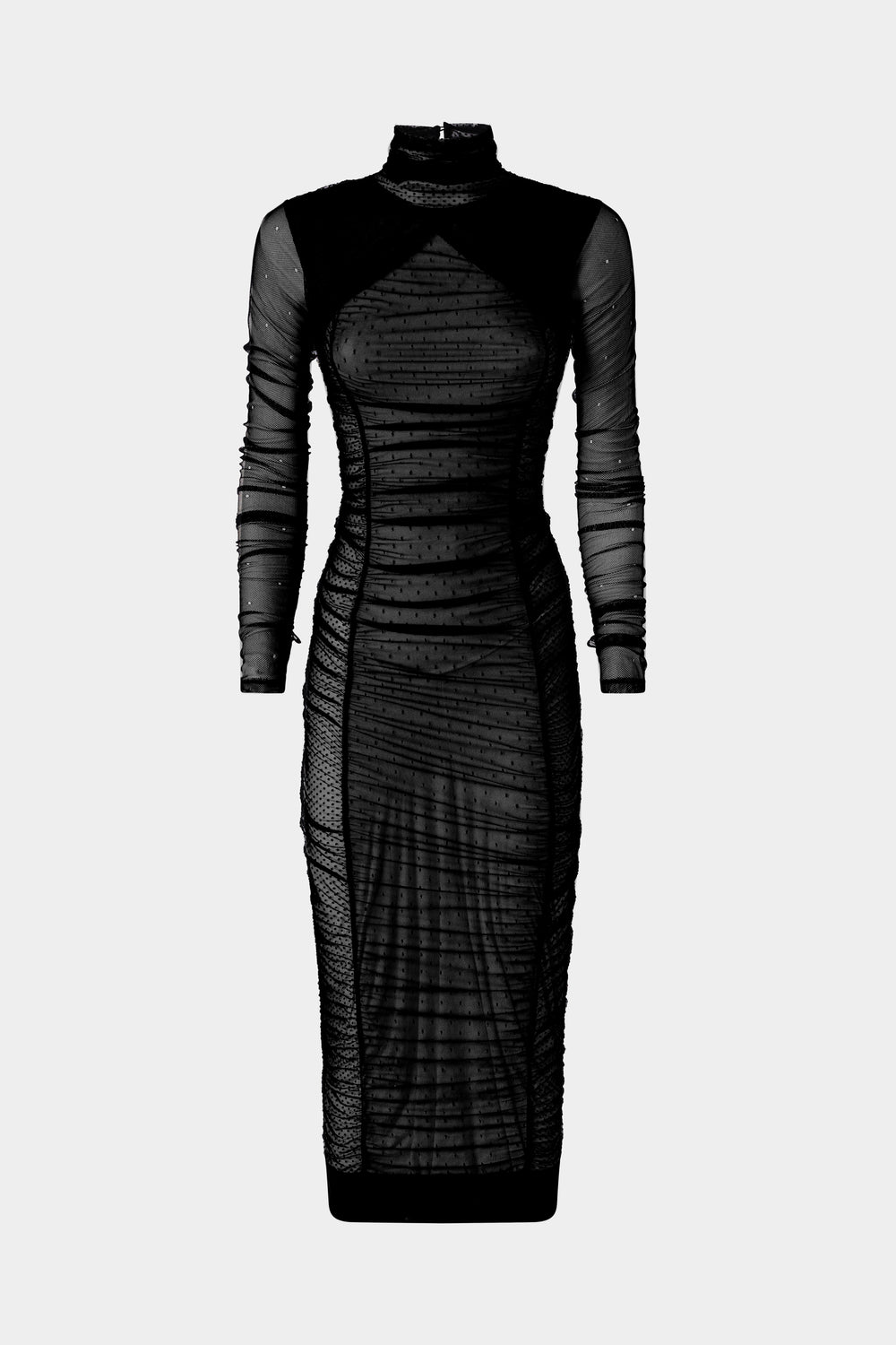 Women's elegant sheath dress in black tulle with high neck Antonio Marras Women's elegant sheath dress in black tulle with high neck Antonio Marras