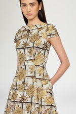 Abito Midi Broccato Floreale Scollo sul Retro