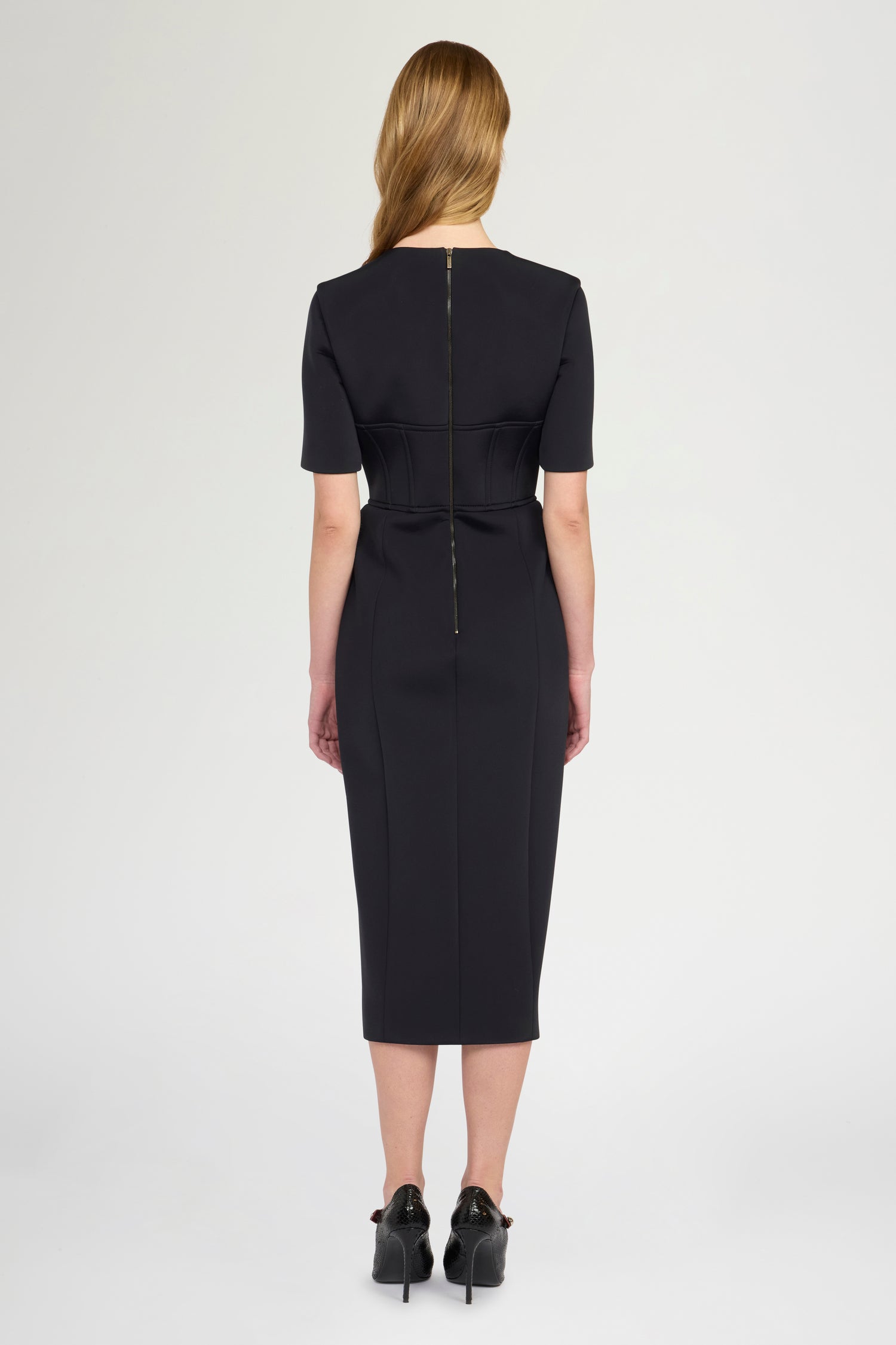 Midi Sheath Dress With Floral Embroidery