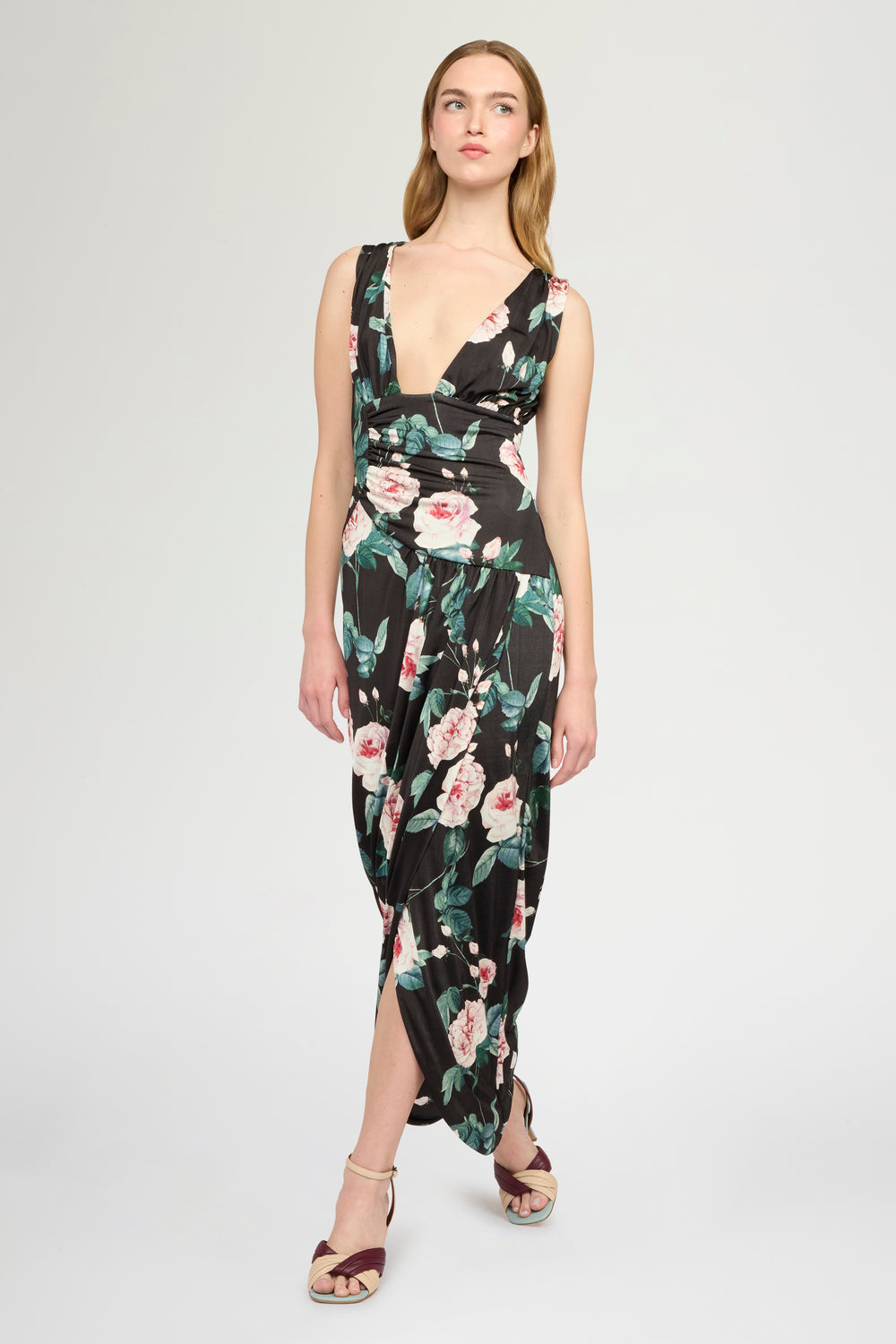 Black Chiné Floral Dress