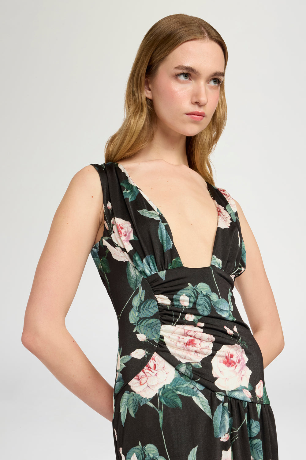 Black Chiné Floral Dress