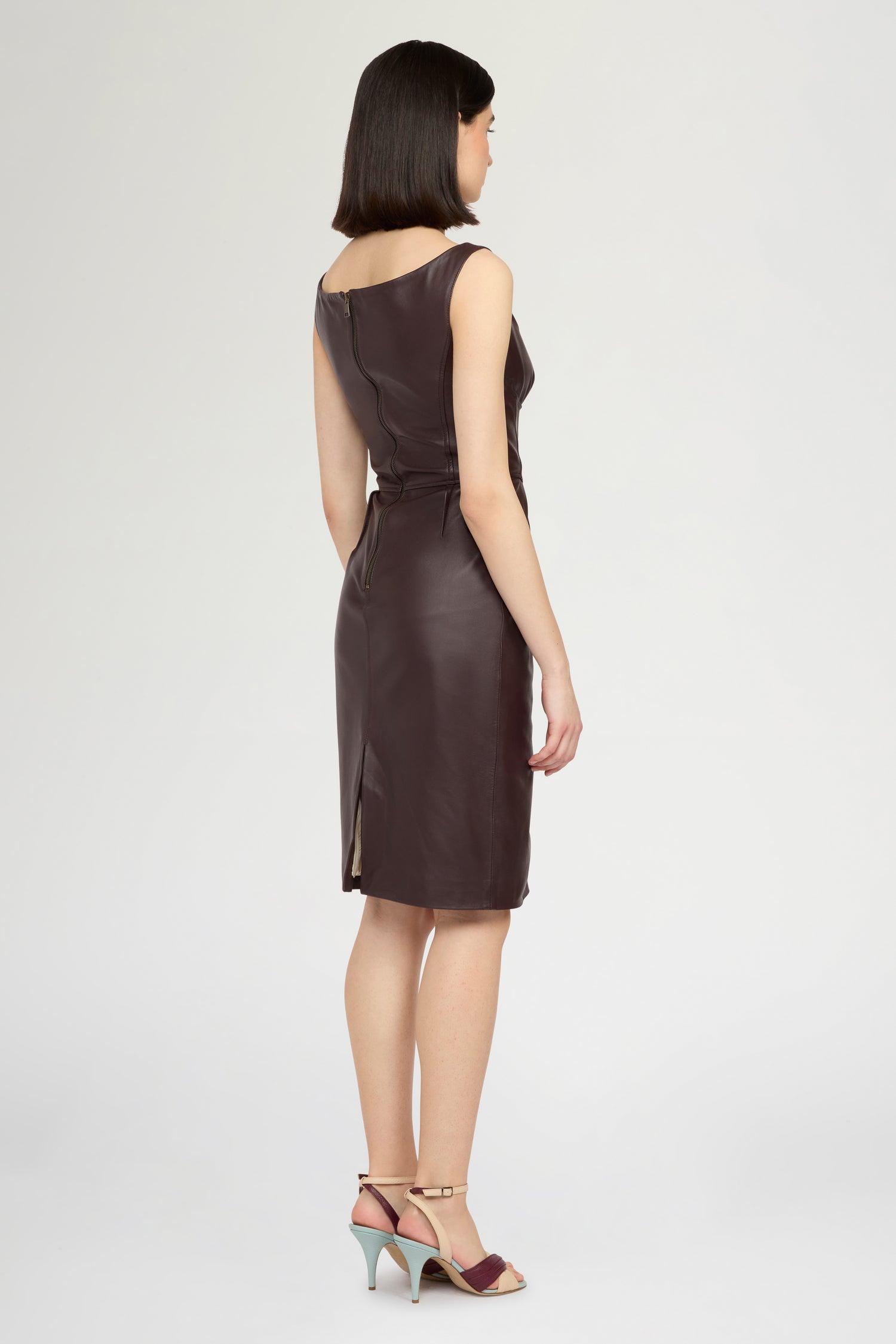 Midi Leather Sheath Dress