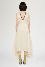 Ivory Embroidered Tulle Midi Dress