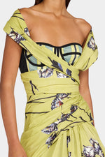 Lime Floral Bustier Midi Dress