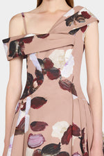 Painterly Floral Print Shawl Dress