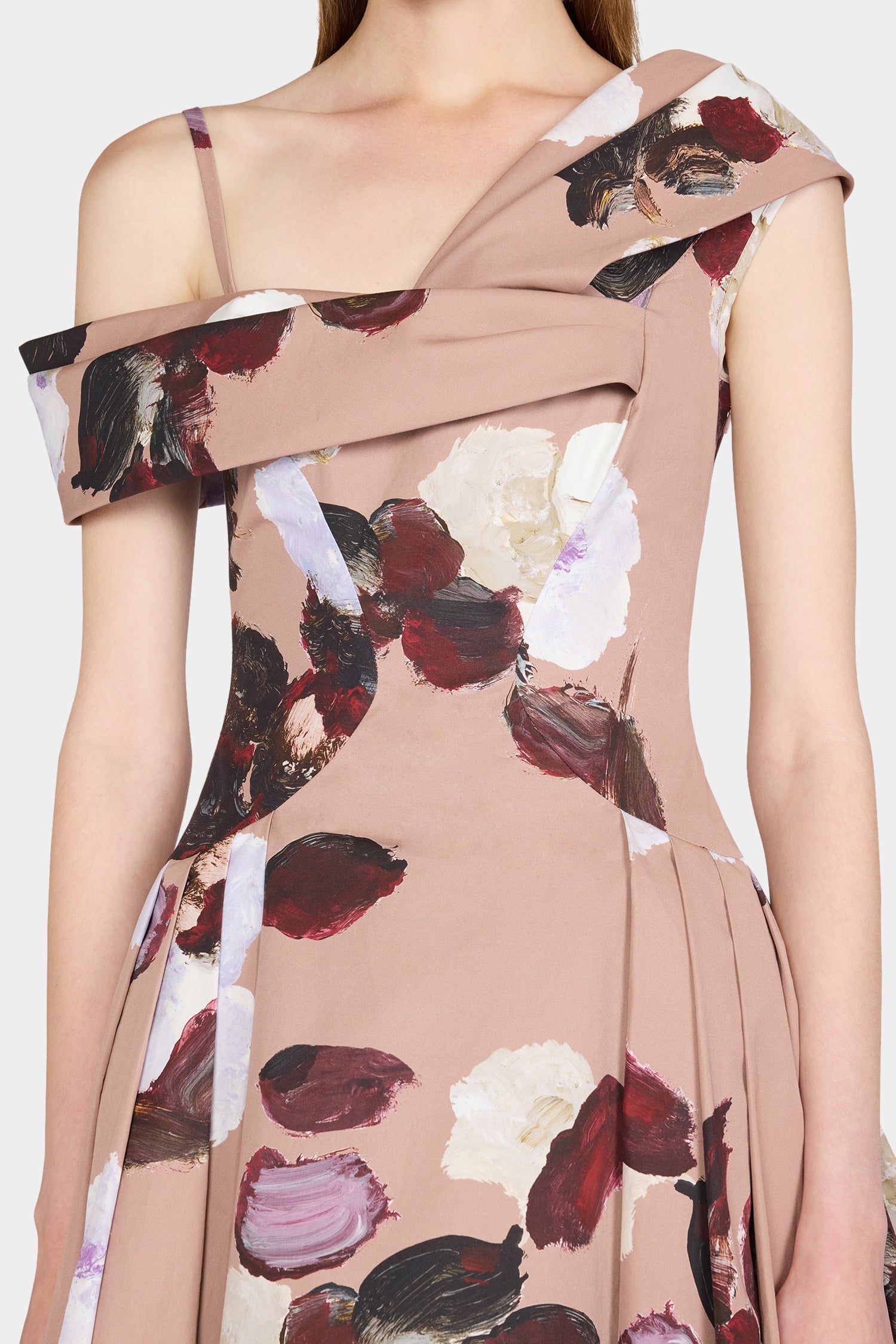 Painterly Floral Print Shawl Dress