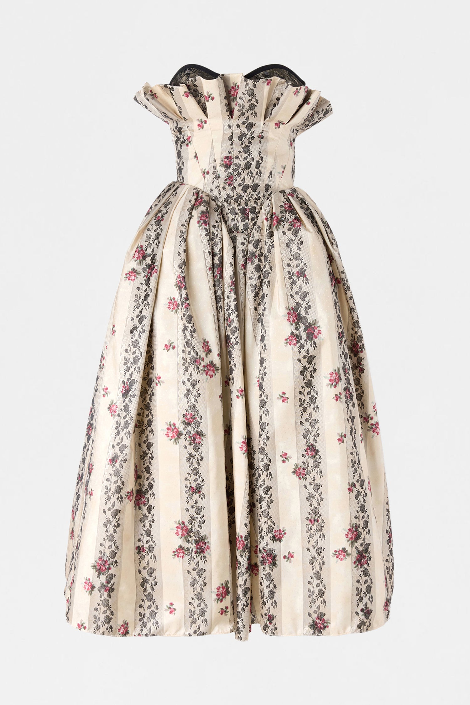 Floral Jacquard Bustier Dress