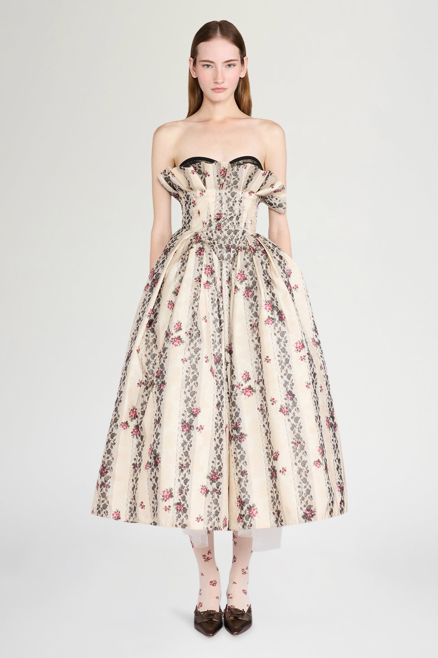 Women's Bustier Dress with Floral Moiré Jacquard | Antonio Marras