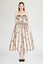 Floral Jacquard Bustier Dress