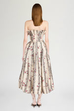 Floral Jacquard Bustier Dress