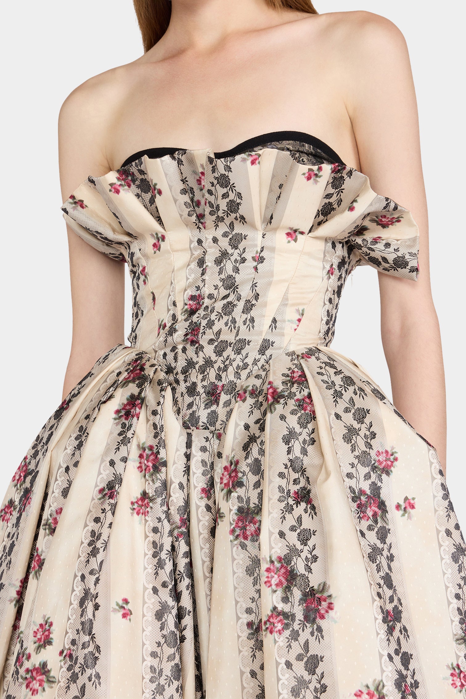 Women's Bustier Dress with Floral Moiré Jacquard | Antonio Marras