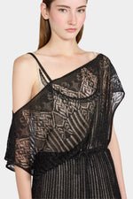 Abito Midi in Maglia Traforata Nero