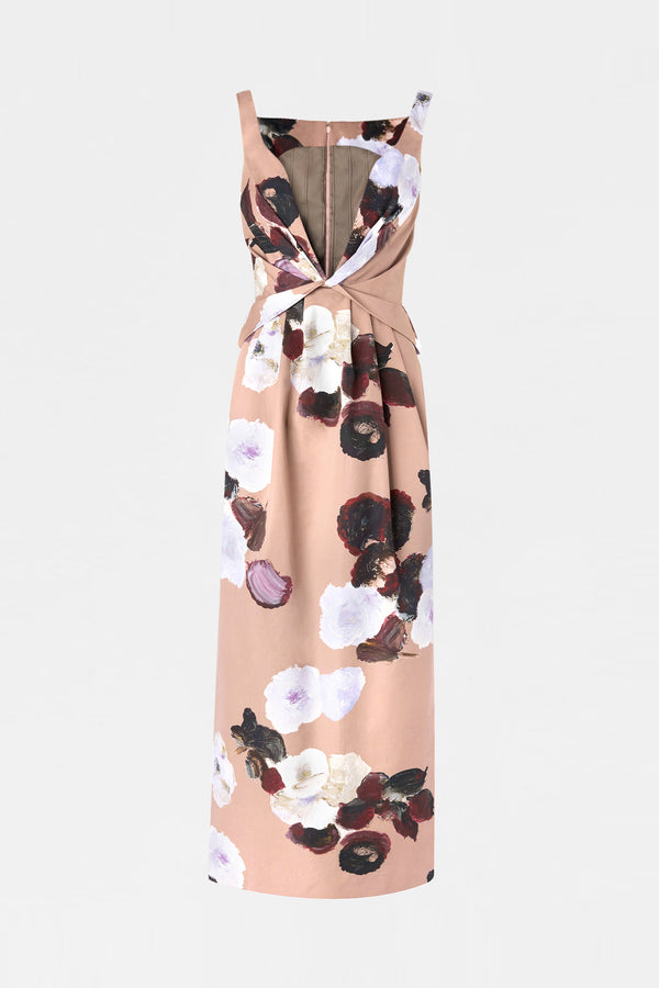 Blush Painted Floral Midi Dress