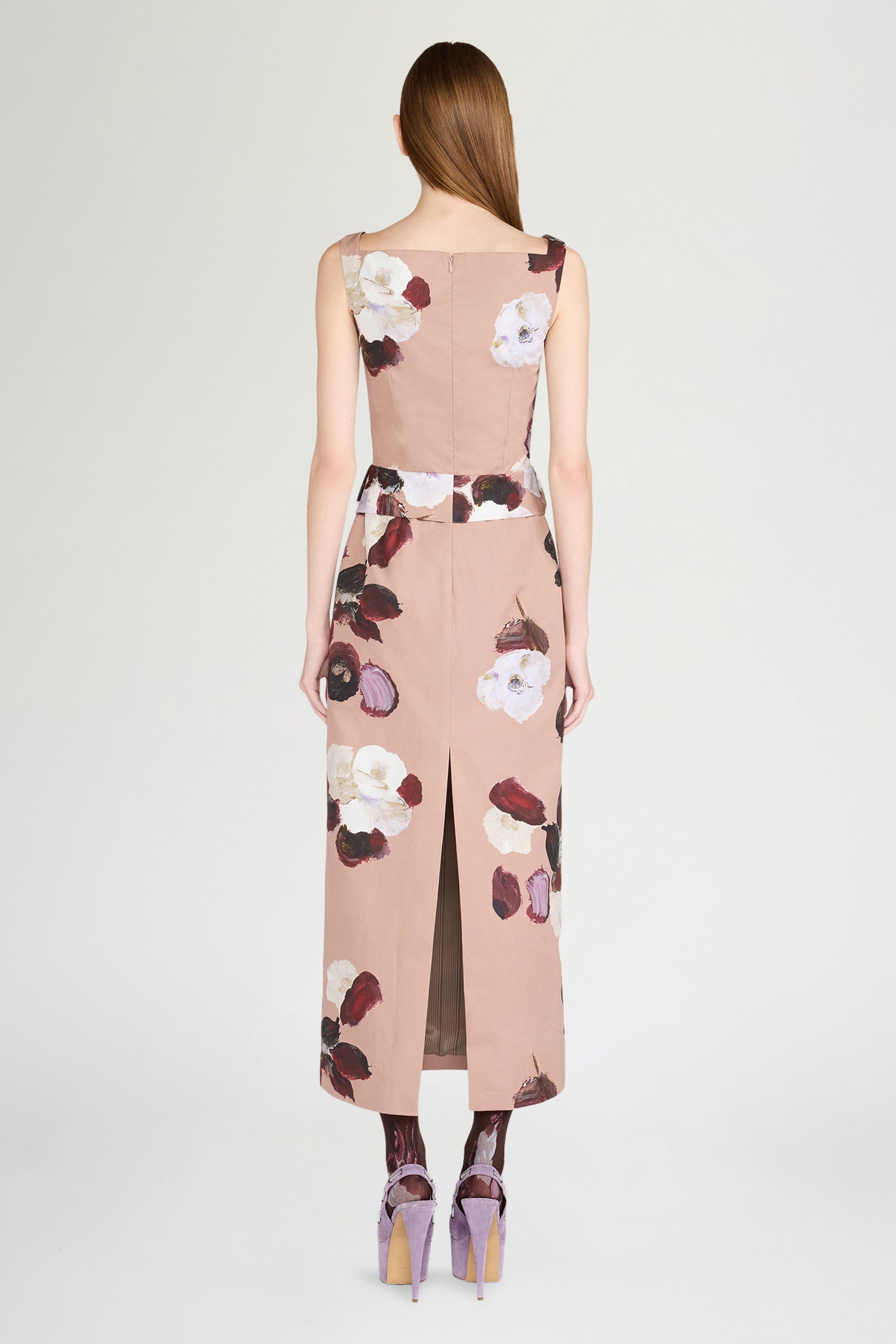 Blush Painted Floral Midi Dress