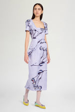 American Neck Rose Print Dress