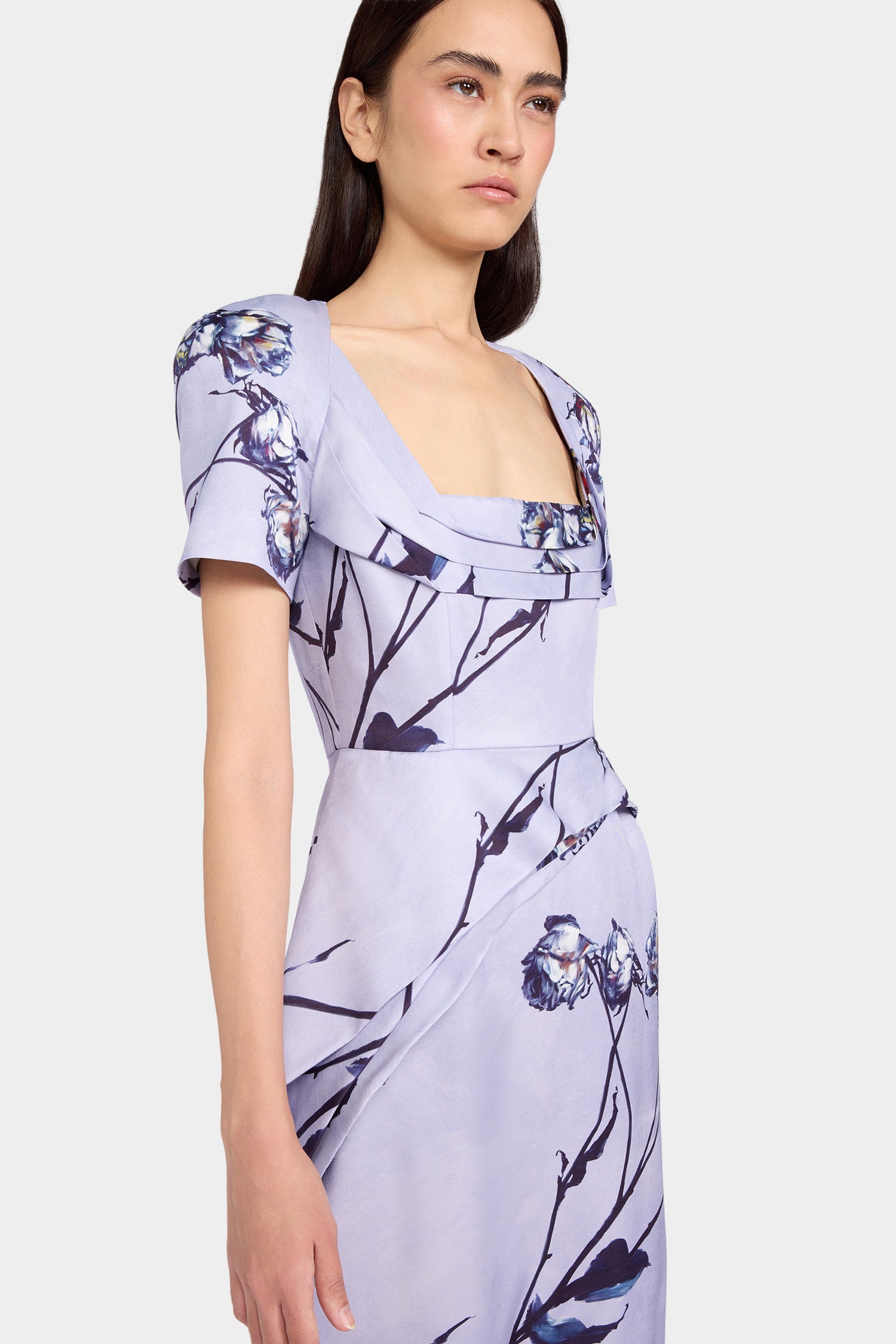 American Neck Rose Print Dress