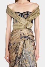 Abito Bustier Dorato con Scialle