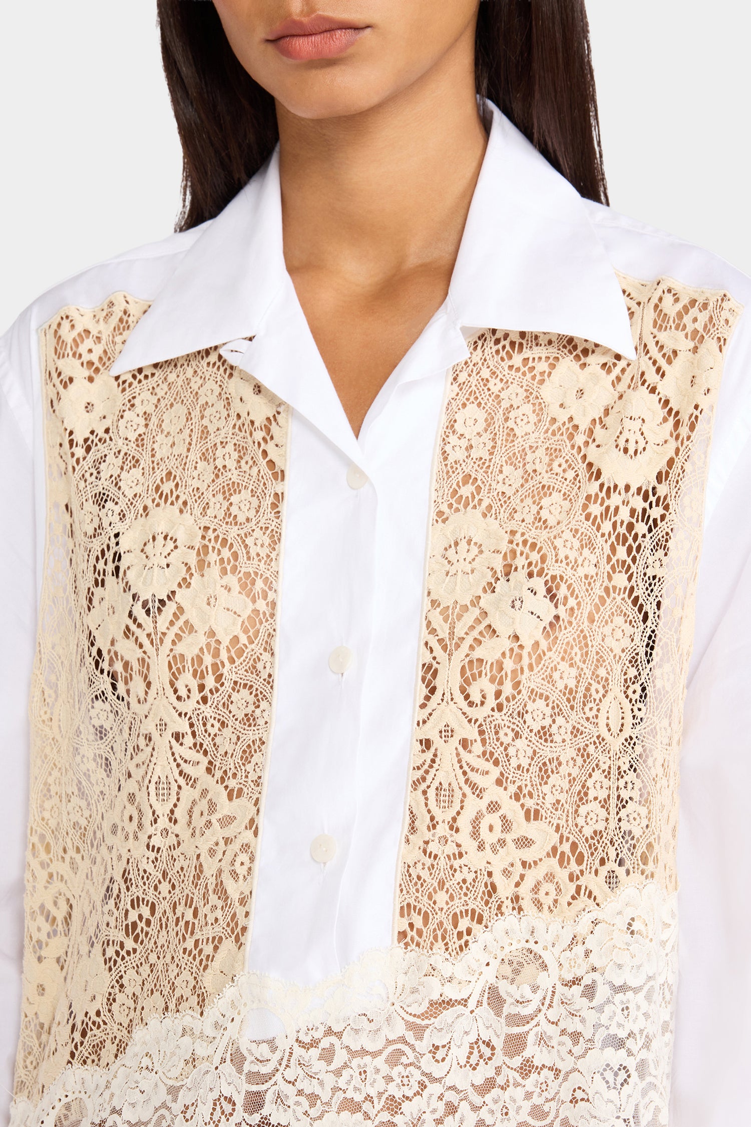 Ecru Lace Shirt Dress