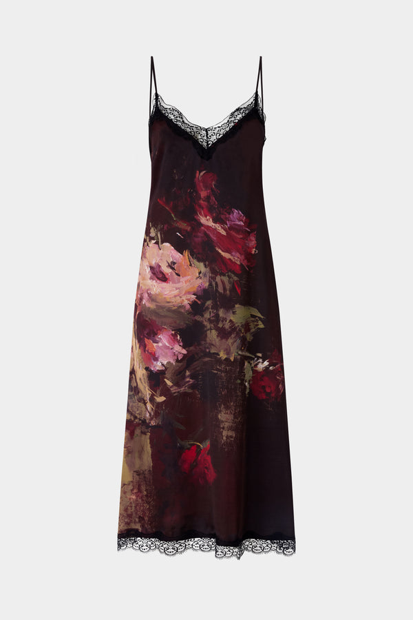Abito Sottoveste con Stampa Rose Pittoriche